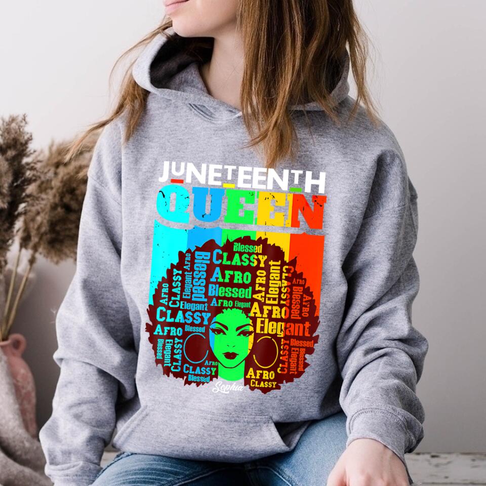 Juneteenth Shirt, Custom Juneteenth Shirt, Juneteenth Is My Independence Day - Black Girl Black Queen T-Shirt