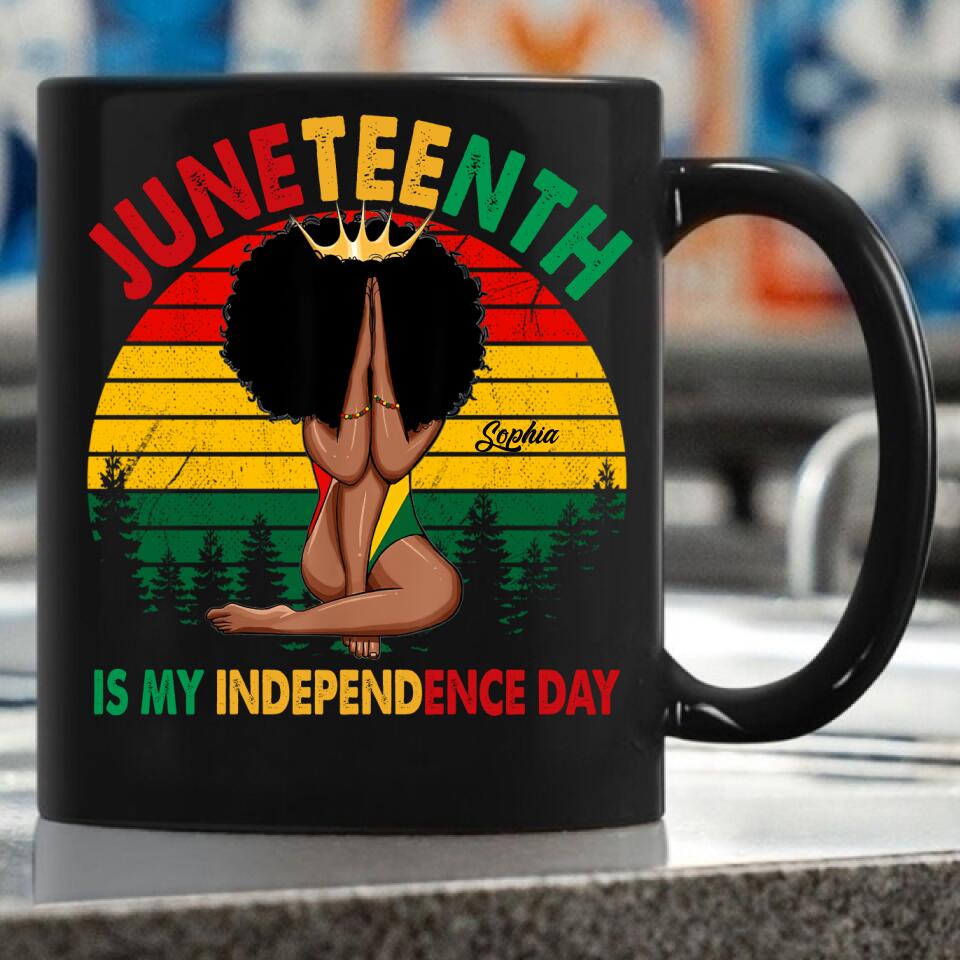Juneteenth Shirt, Custom Juneteenth Shirt, Juneteenth Is My Independence Day - Black Girl Black Queen T-Shirt