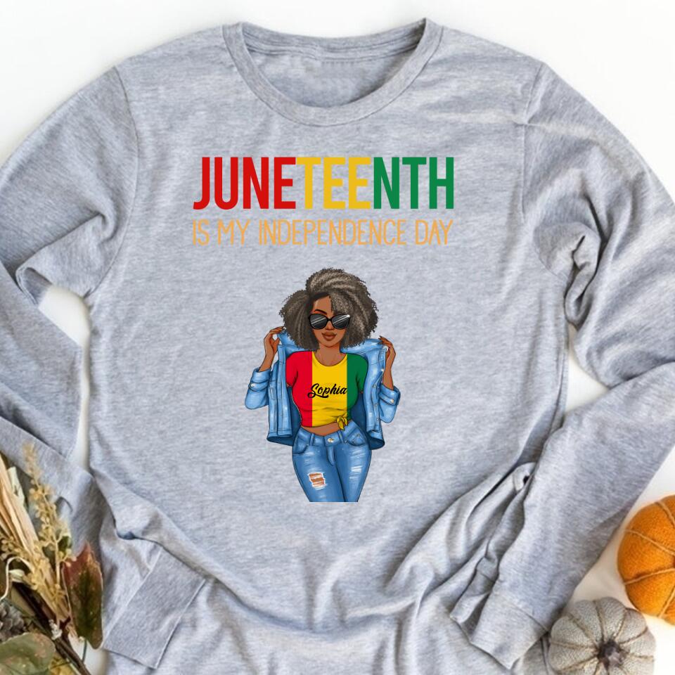 Juneteenth Shirt, Custom Juneteenth Shirt, Juneteenth Is My Independence Day Black Women 4th Of July T-Shirt