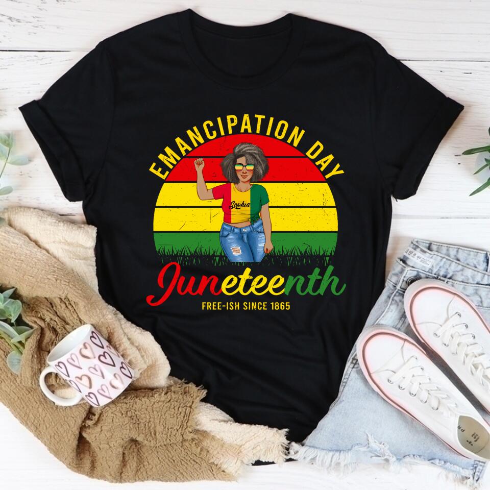 Juneteenth Shirt, Custom Juneteenth Shirt, Juneteenth Emancipation Day Vintage Cool Melanin Black Pride T-Shirt