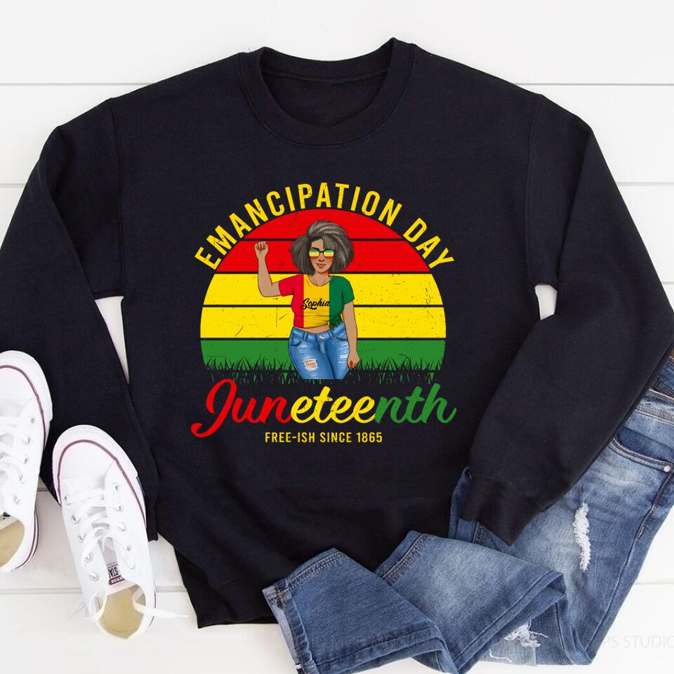 Juneteenth Shirt, Custom Juneteenth Shirt, Juneteenth Emancipation Day Vintage Cool Melanin Black Pride T-Shirt