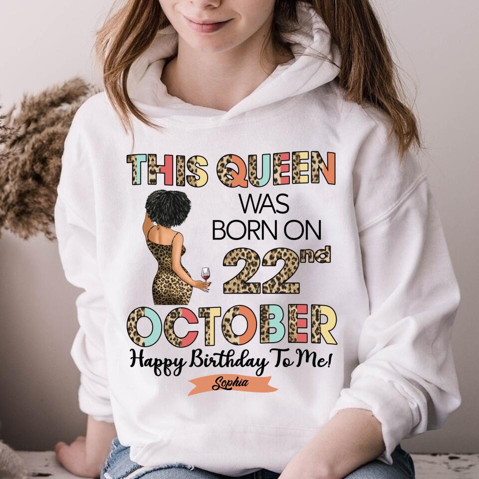 Custom October Birthday Shirt For Woman, Queens are Born In October Gifts, Melanin Afro Woman Shirt, Black Girl Tee, Afro Queen Gift