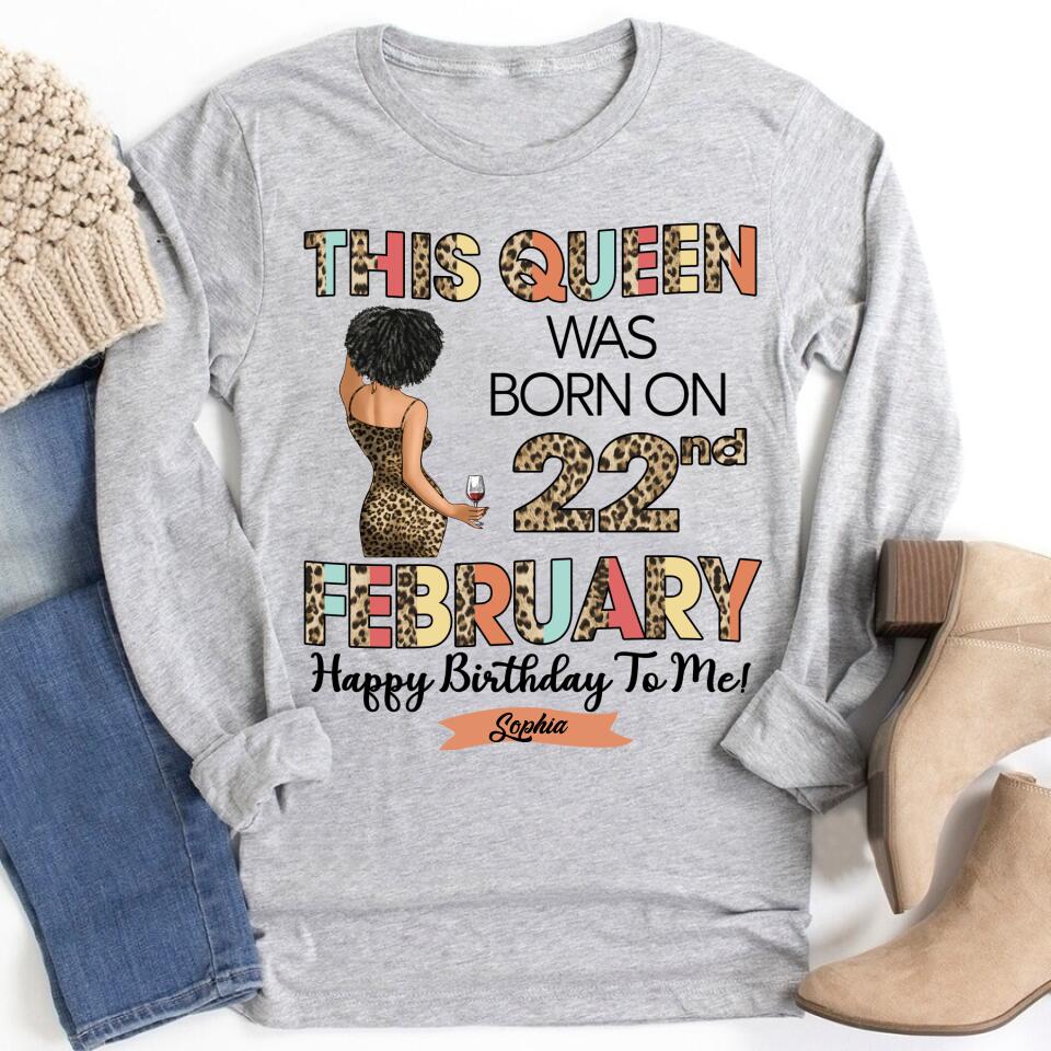 Custom February Birthday Shirt For Woman, Queens Are Born In February Gifts, Melanin Afro Woman Shirt, Black Girl Tee, Afro Queen Gift