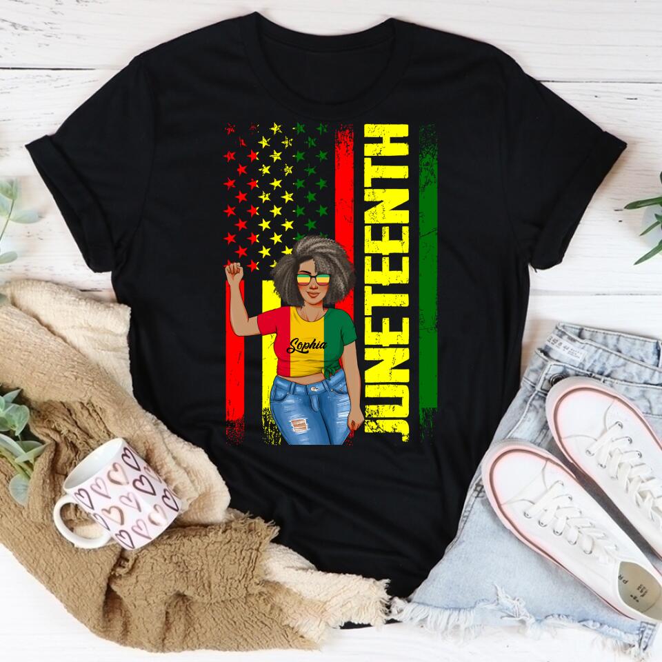 Juneteenth Shirt, Custom Juneteenth Shirt, Juneteenth Freedom Day Afro American African Flag T-Shirt