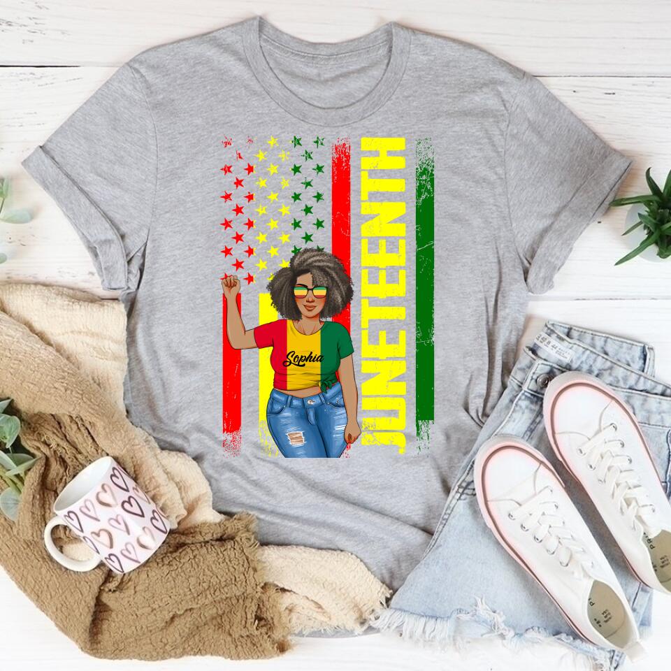 Juneteenth Shirt, Custom Juneteenth Shirt, Juneteenth Freedom Day Afro American African Flag T-Shirt