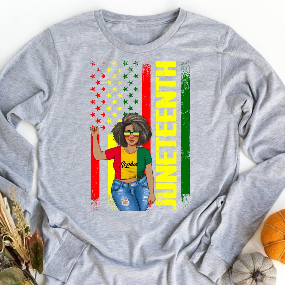 Juneteenth Shirt, Custom Juneteenth Shirt, Juneteenth Freedom Day Afro American African Flag T-Shirt
