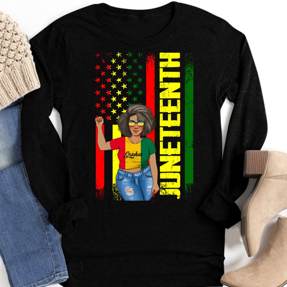 Juneteenth Shirt, Custom Juneteenth Shirt, Juneteenth Freedom Day Afro American African Flag T-Shirt