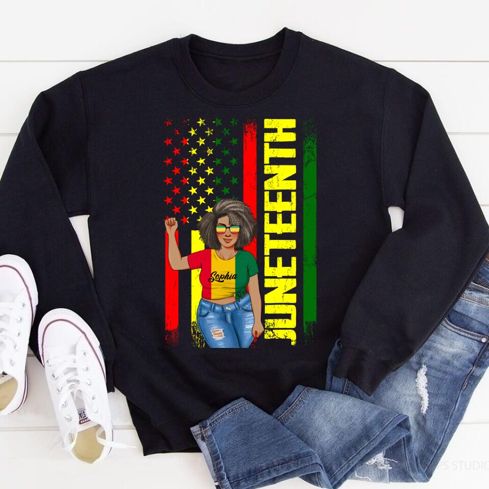 Juneteenth Shirt, Custom Juneteenth Shirt, Juneteenth Freedom Day Afro American African Flag T-Shirt