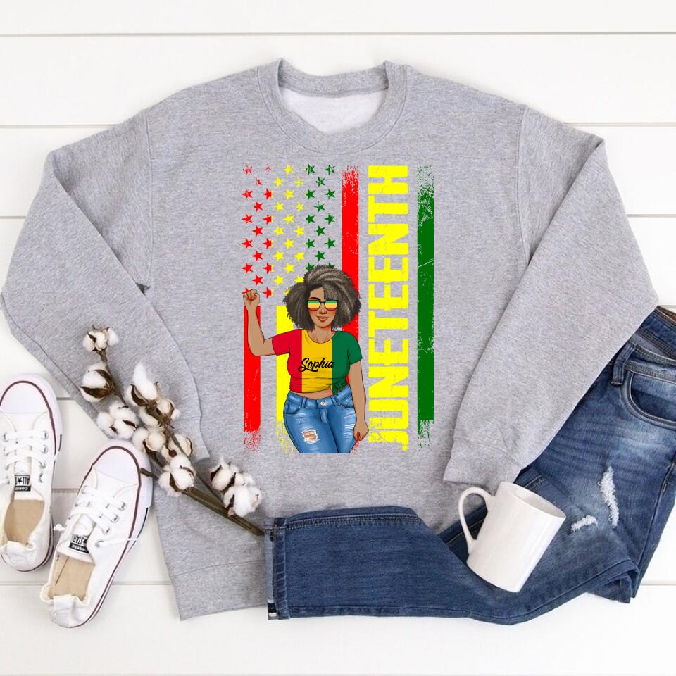 Juneteenth Shirt, Custom Juneteenth Shirt, Juneteenth Freedom Day Afro American African Flag T-Shirt