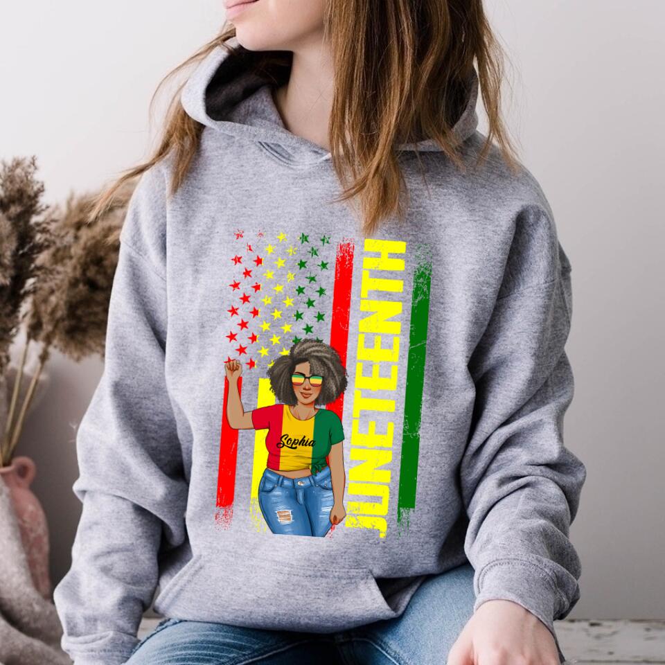 Juneteenth Shirt, Custom Juneteenth Shirt, Juneteenth Freedom Day Afro American African Flag T-Shirt