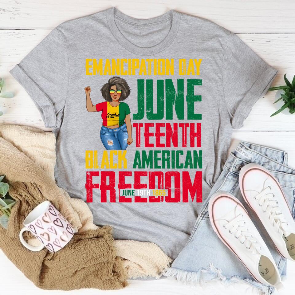 Juneteenth Shirt, Custom Juneteenth Shirt, Juneteenth Emancipation Day Vintage Cool Melanin Black Pride T-Shirt