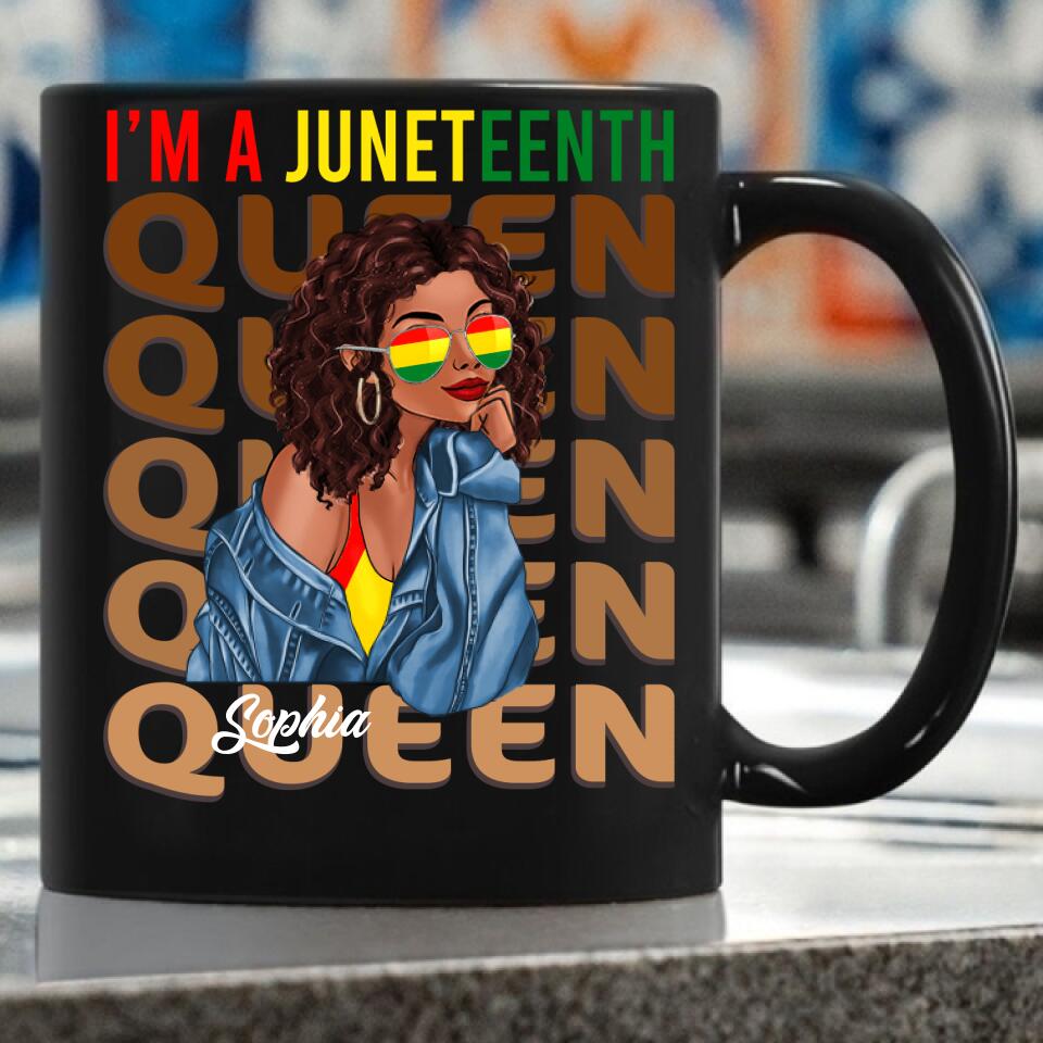 Juneteenth Shirt, Custom Juneteenth Shirt, Juneteenth Queen Swag Black Melanin Natural Hair Afro Women T-Shirt