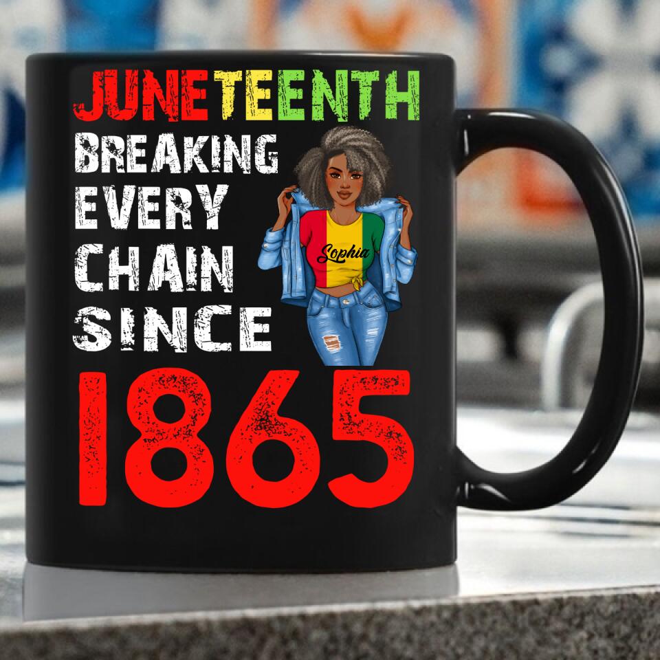 Juneteenth Shirt, Custom Juneteenth Shirt, Juneteenth Breaking Every Chain Since 1865 Proud Afro Black T-Shirty
