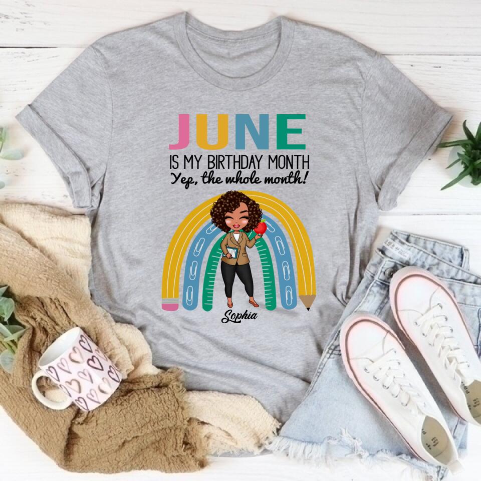 Personalized Shirt, Gift For Teacher, June Birthday Shirt, Custom Birthday Shirt, Queens Born In June, June Birthday Shirts For Woman, June Birthday Gifts