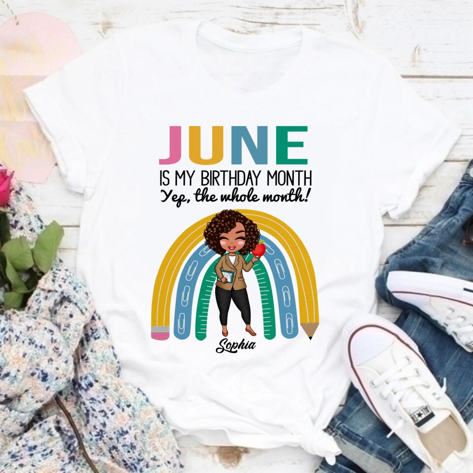 Personalized Shirt, Gift For Teacher, June Birthday Shirt, Custom Birthday Shirt, Queens Born In June, June Birthday Shirts For Woman, June Birthday Gifts