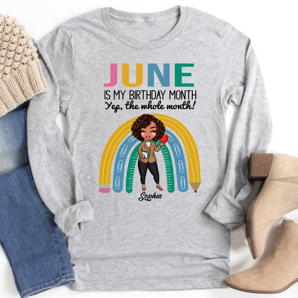Personalized Shirt, Gift For Teacher, June Birthday Shirt, Custom Birthday Shirt, Queens Born In June, June Birthday Shirts For Woman, June Birthday Gifts