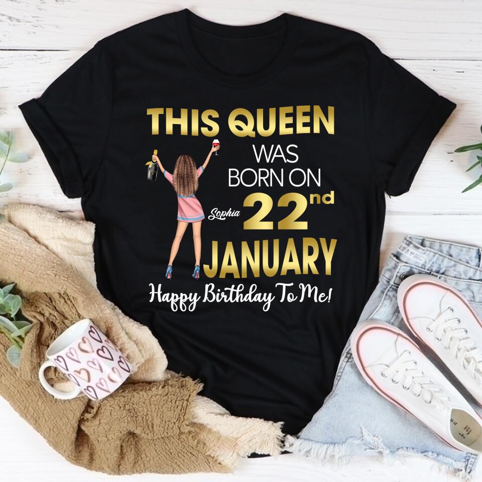 Custom January Birthday Shirt For Woman, Queens Are Born In January Gifts, Melanin Afro Woman Shirt, Black Girl Tee, Afro Queen Gift