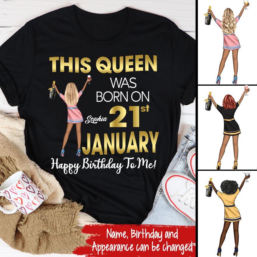 Custom January Birthday Shirt For Woman, Queens Are Born In January Gifts, Melanin Afro Woman Shirt, Black Girl Tee, Afro Queen Gift