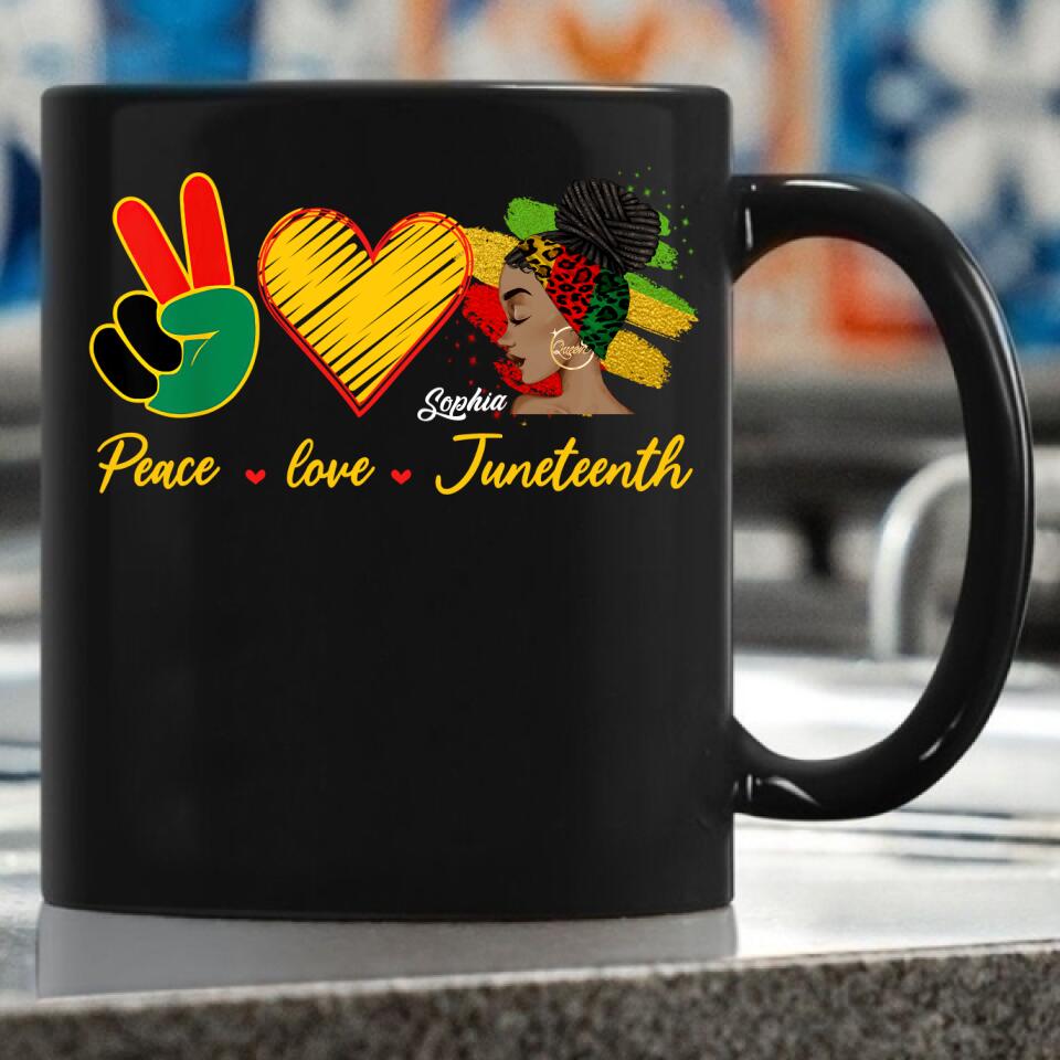 Juneteenth Shirt, Custom Juneteenth Shirt, Peace Love Juneteenth Pride Black Girl Black Queen &amp; King T-Shirt