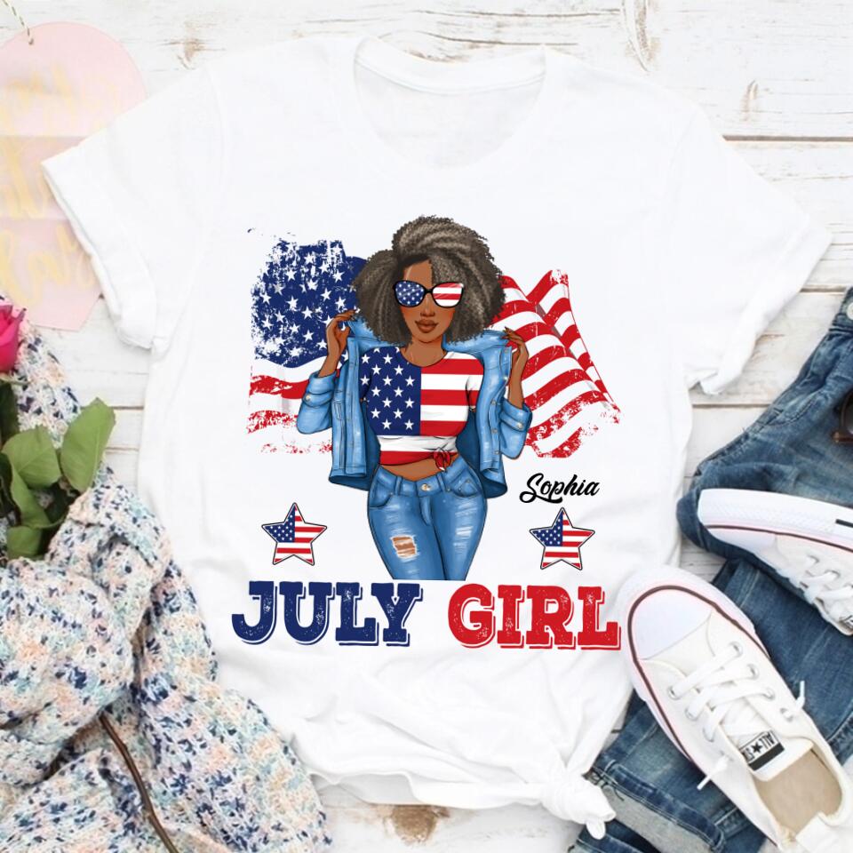 July Birthday Shirt, Custom Birthday Shirt, Queens Born In July, July Birthday Shirts For Woman, July Birthday Gifts, USA 4th Of July T-shirt, Happy Independence Day T-Shirt