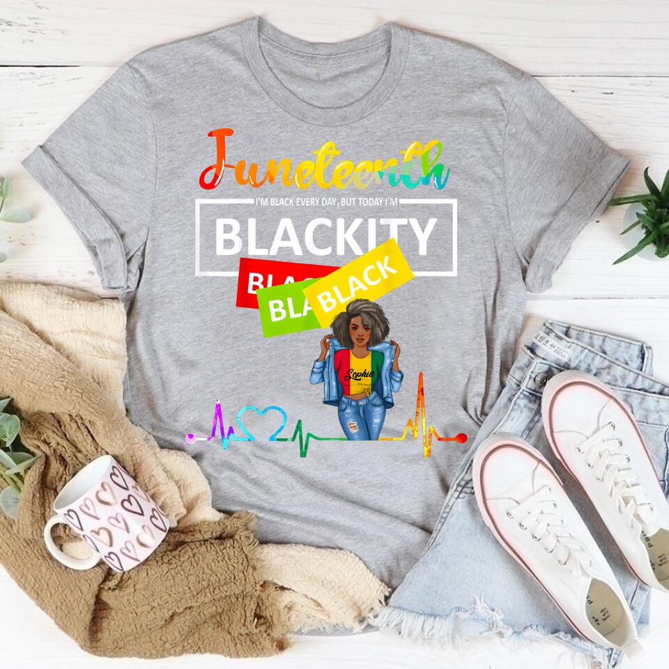 Juneteenth Shirt, Custom Juneteenth Shirt, Juneteenth Blackity Heartbeat Black History African America T-Shirt