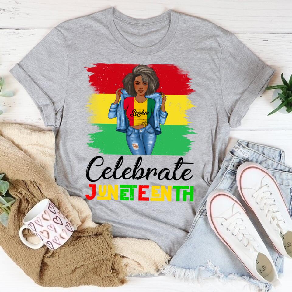 Juneteenth Shirt, Custom Juneteenth Shirt,Celebrate Juneteenth 1865 Black Girl Magic Melanin Women T-Shirt