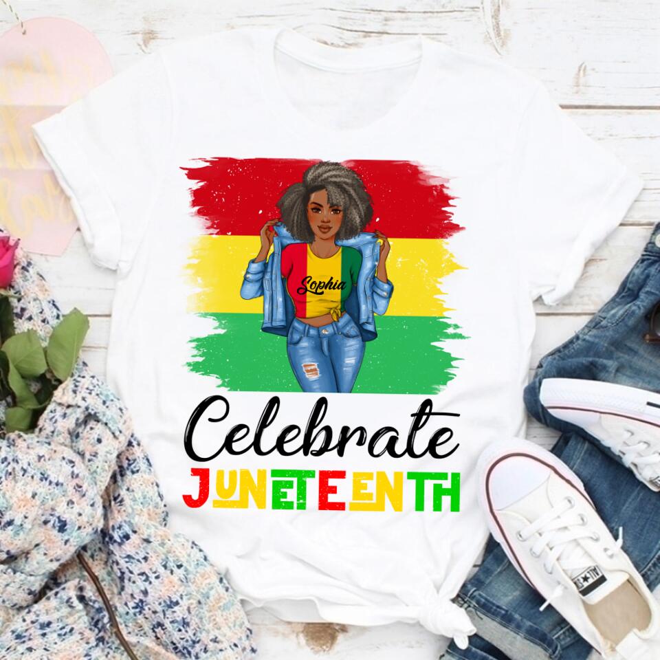 Juneteenth Shirt, Custom Juneteenth Shirt,Celebrate Juneteenth 1865 Black Girl Magic Melanin Women T-Shirt