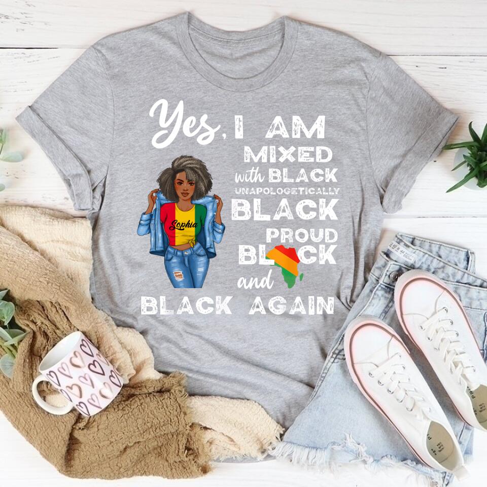 Juneteenth Shirt, Custom Juneteenth Shirt, Mixed Unapologetically Proud Black Pride History T-Shirt