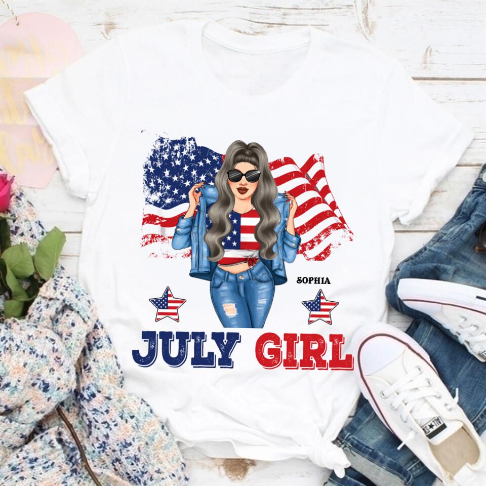 July Birthday Shirt, Custom Birthday Shirt, Queens Born In July, July Birthday Shirts For Woman, July Birthday Gifts, USA 4th Of July T-shirt, Happy Independence Day T-Shirt