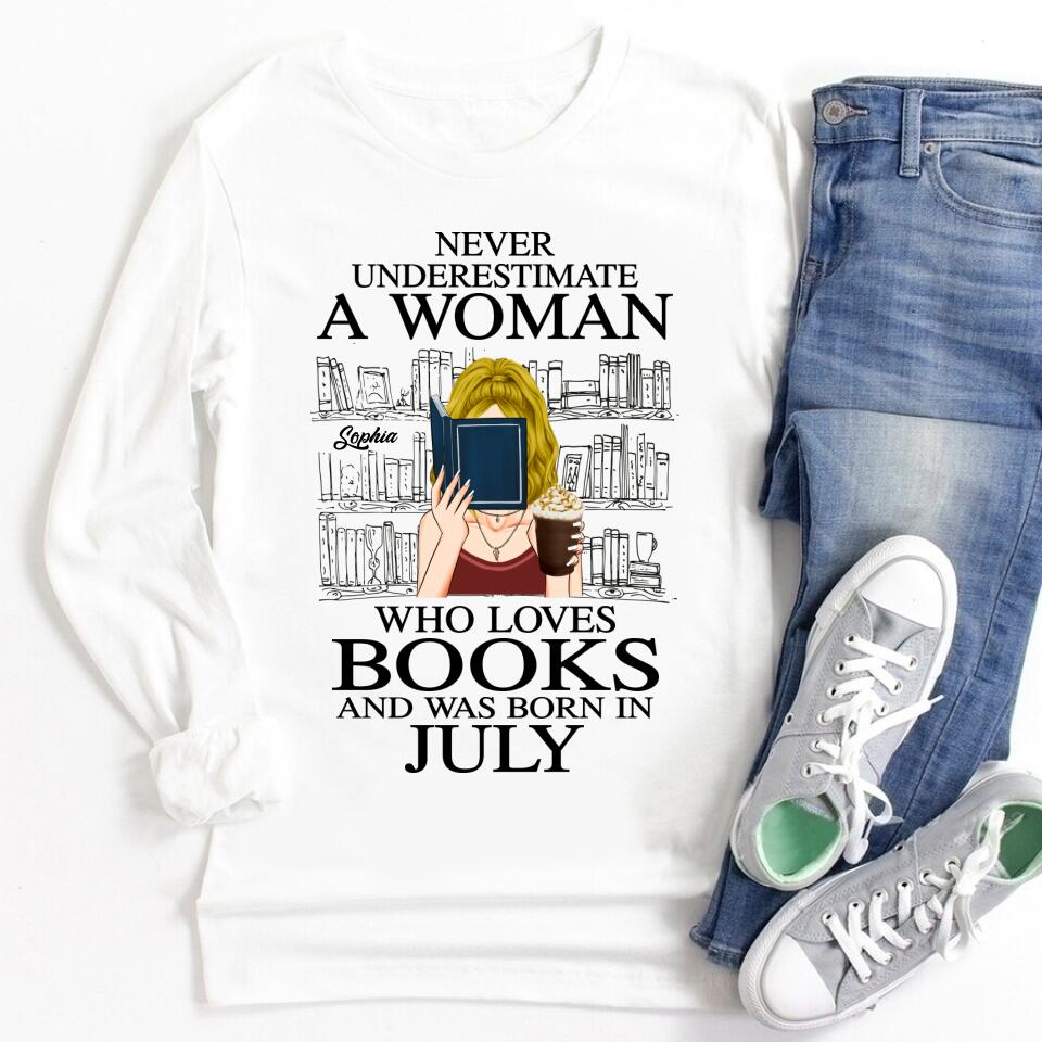 July Birthday Shirt, Birthday Gift For Book Lover, Custom Birthday Shirt, Queens Born In July, July Birthday Gifts, Book and Coffee July Shirts For Woman