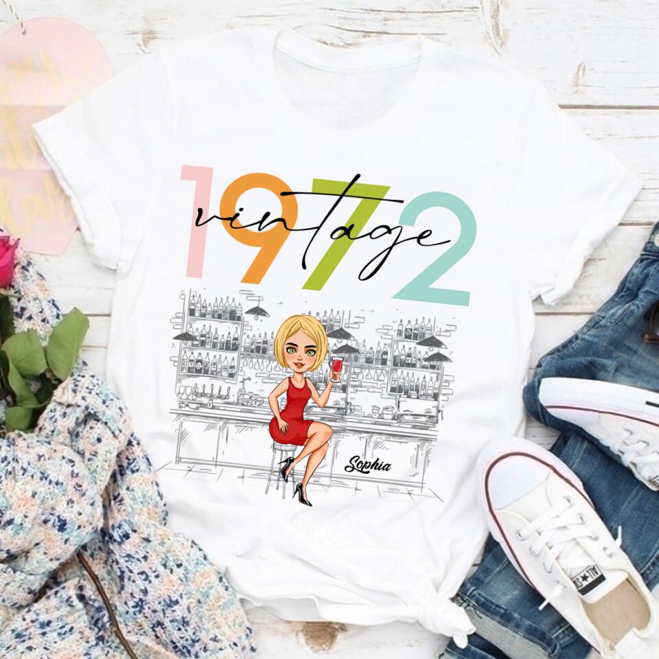 Vintage 1972 Shirt, Custom Birthday Shirt, 50th Birthday Unique Gifts For Woman, 50th Birthday Ideas, Turning 50 Years Old Cotton Shirt