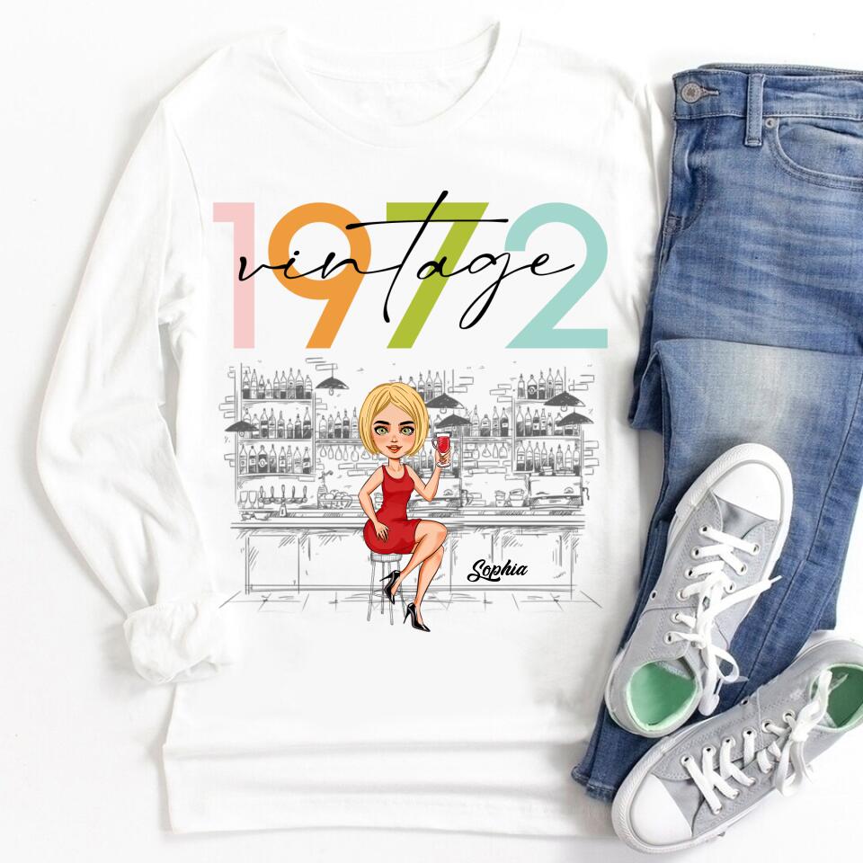 Vintage 1972 Shirt, Custom Birthday Shirt, 50th Birthday Unique Gifts For Woman, 50th Birthday Ideas, Turning 50 Years Old Cotton Shirt