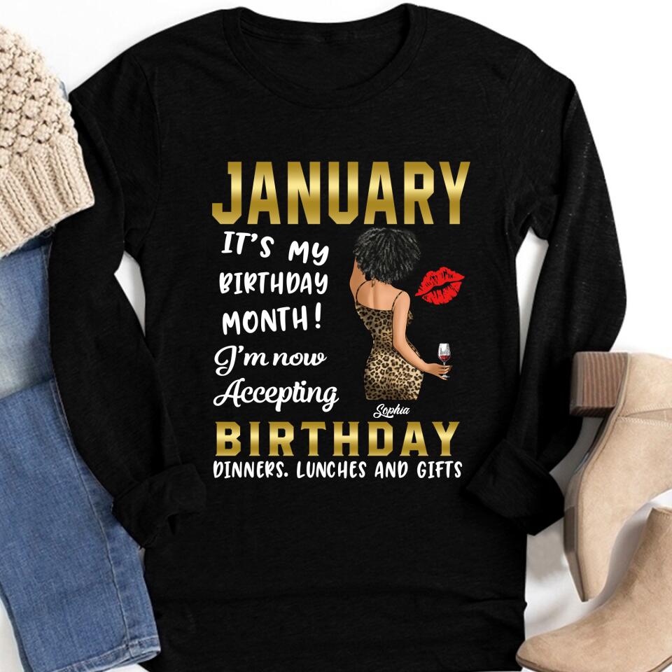 Custom January Birthday Shirt For Woman, Queens Are Born In January Gifts, Melanin Afro Woman Shirt, Black Girl Tee, Afro Queen Gift