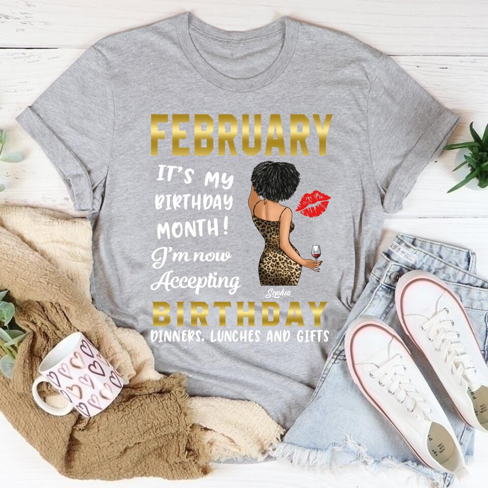Custom February Birthday Shirt For Woman, Queens Are Born In February Gifts, Melanin Afro Woman Shirt, Black Girl Tee, Afro Queen Gift