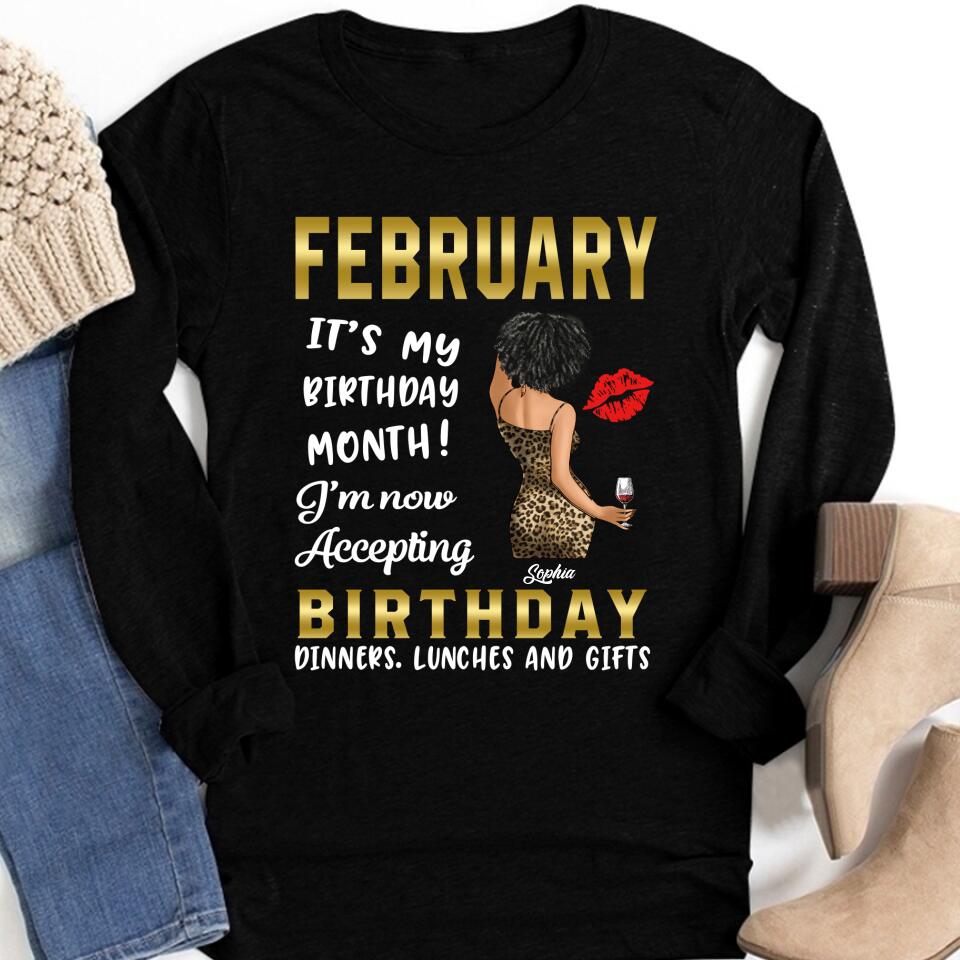 Custom February Birthday Shirt For Woman, Queens Are Born In February Gifts, Melanin Afro Woman Shirt, Black Girl Tee, Afro Queen Gift