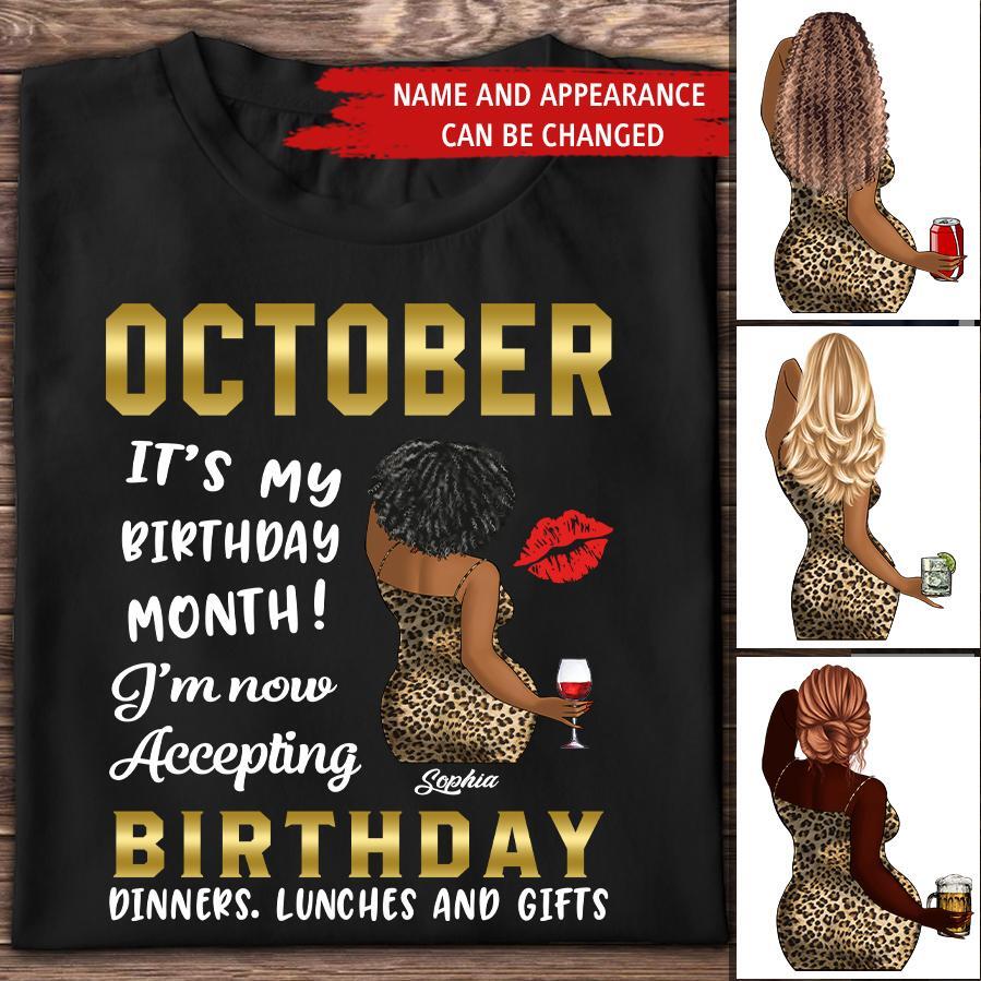 Custom October Birthday Shirt For Woman, Queens are Born In October Gifts, Melanin Afro Woman Shirt, Black Girl Tee, Afro Queen Gift