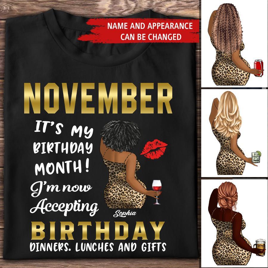 Custom November Birthday Shirt For Woman, Queens Are Born In November Gifts, Melanin Afro Woman Shirt, Black Girl Tee, Afro Queen Gift