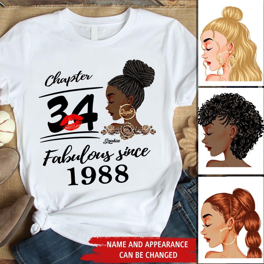 34th Birthday Shirts, Custom Birthday Shirts, Turning 34 Shirt, Gifts For Women Turning 34, 34 And Fabulous Shirt, 1988 Shirt, 34th Birthday Shirts For Her