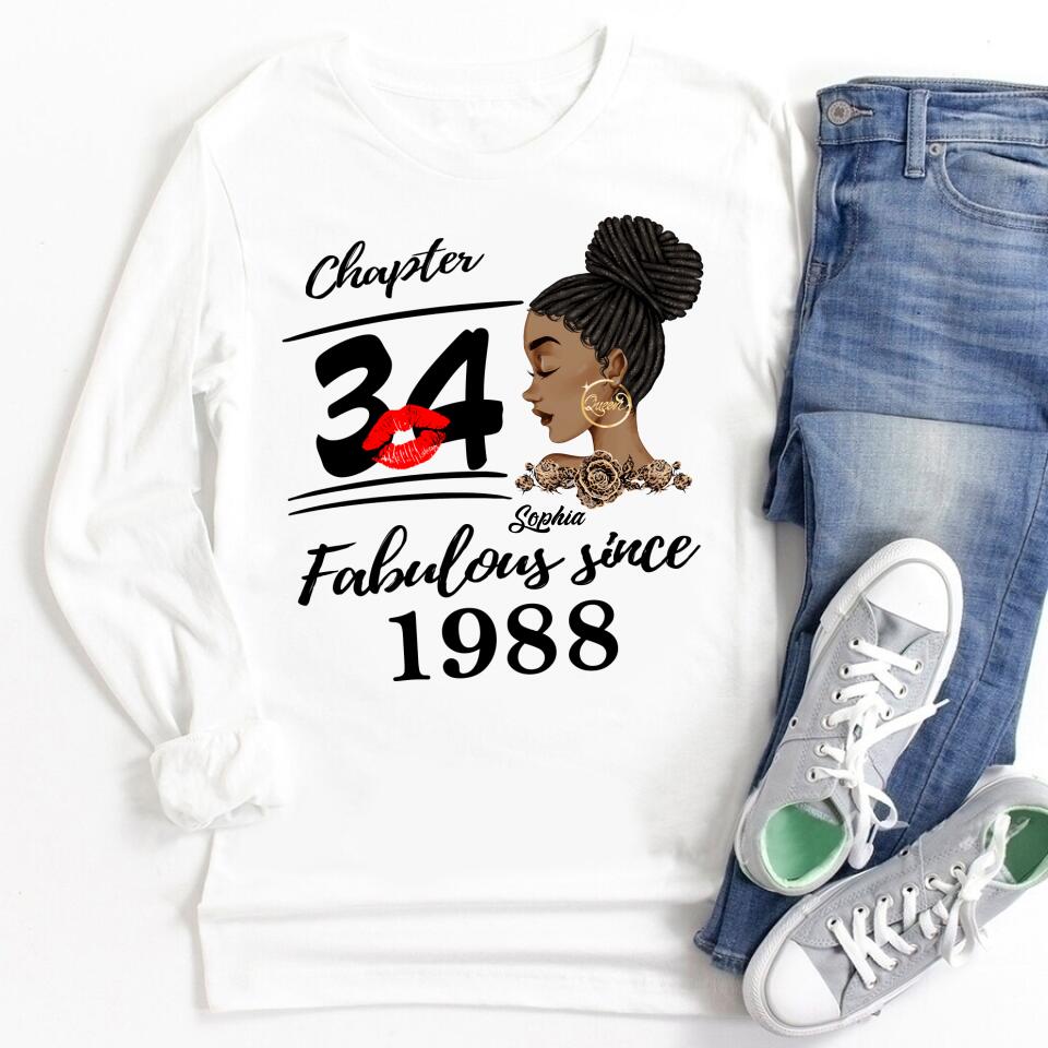 34th Birthday Shirts, Custom Birthday Shirts, Turning 34 Shirt, Gifts For Women Turning 34, 34 And Fabulous Shirt, 1988 Shirt, 34th Birthday Shirts For Her