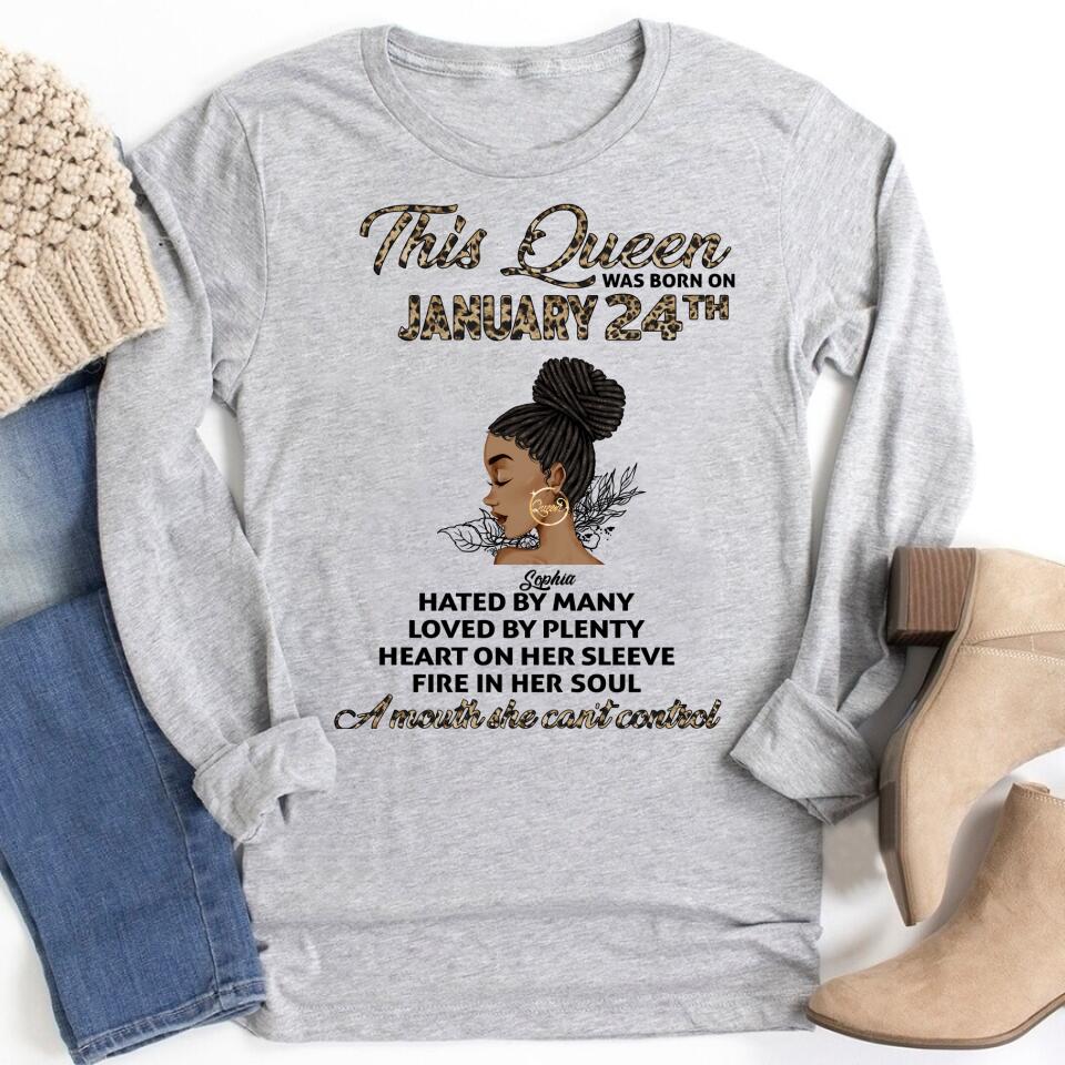 Custom January Birthday Shirt For Woman, Queens Are Born In January Gifts, Melanin Afro Woman Shirt, Black Girl Tee, Afro Queen Gift
