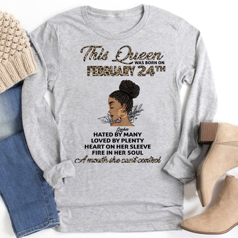 Custom February Birthday Shirt For Woman, Queens Are Born In February Gifts, Melanin Afro Woman Shirt, Black Girl Tee, Afro Queen Gift