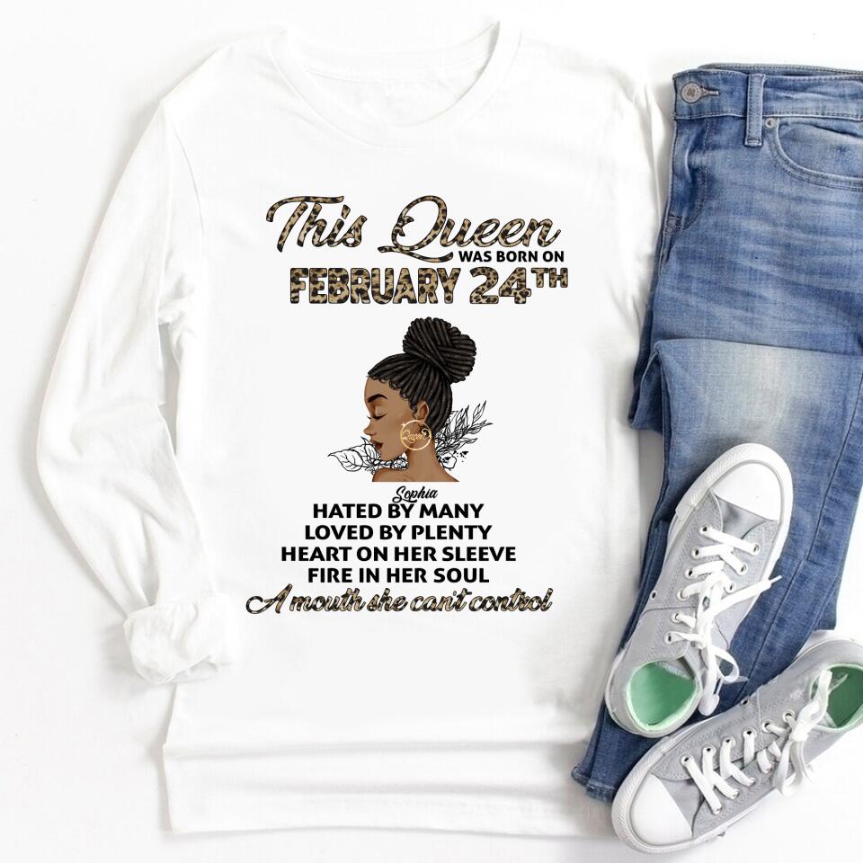 Custom February Birthday Shirt For Woman, Queens Are Born In February Gifts, Melanin Afro Woman Shirt, Black Girl Tee, Afro Queen Gift