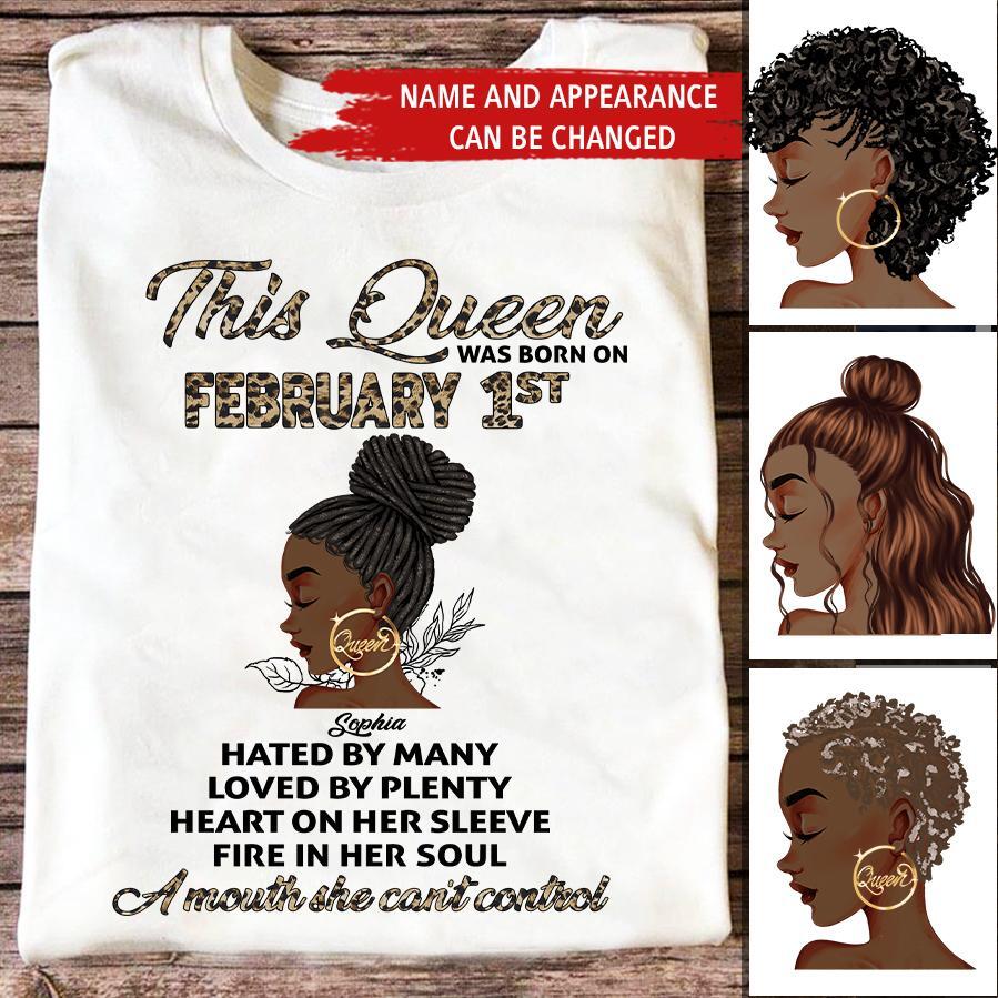 Custom February Birthday Shirt For Woman, Queens Are Born In February Gifts, Melanin Afro Woman Shirt, Black Girl Tee, Afro Queen Gift