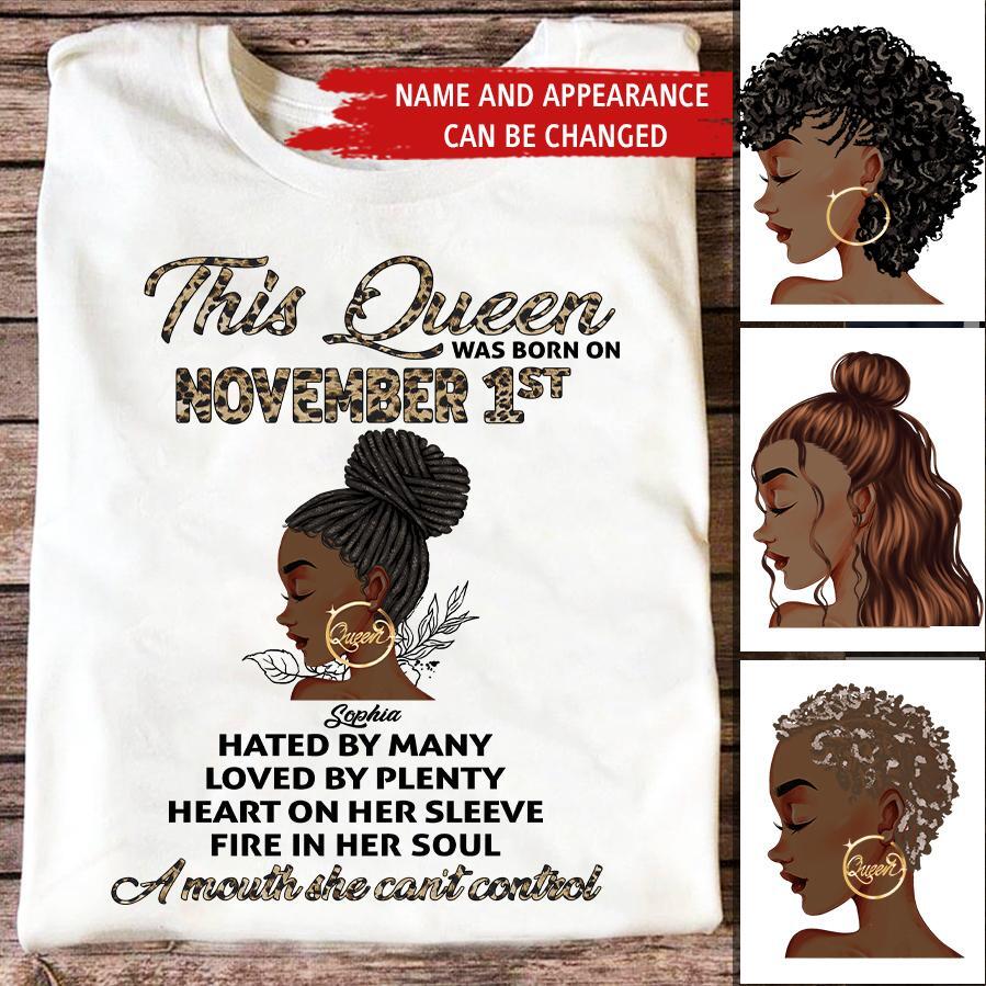 Custom November Birthday Shirt For Woman, Queens are Born In November Gifts, Melanin Afro Woman Shirt, Black Girl Tee, Afro Queen Gift