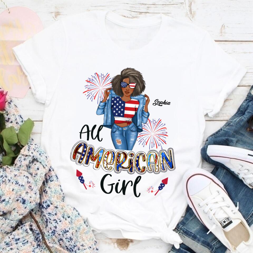 All American Girl 4th of July Shirt, All American Girl Shirt, Independence Day Shirt, 4th of July Gift, Independence Day Gift