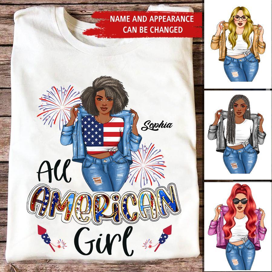 All American Girl 4th of July Shirt, All American Girl Shirt, Independence Day Shirt, 4th of July Gift, Independence Day Gift