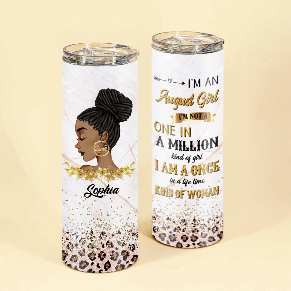 Personalized Skinny Tumbler - August Birthday Tumbler, Personalized August Birthday Gifts