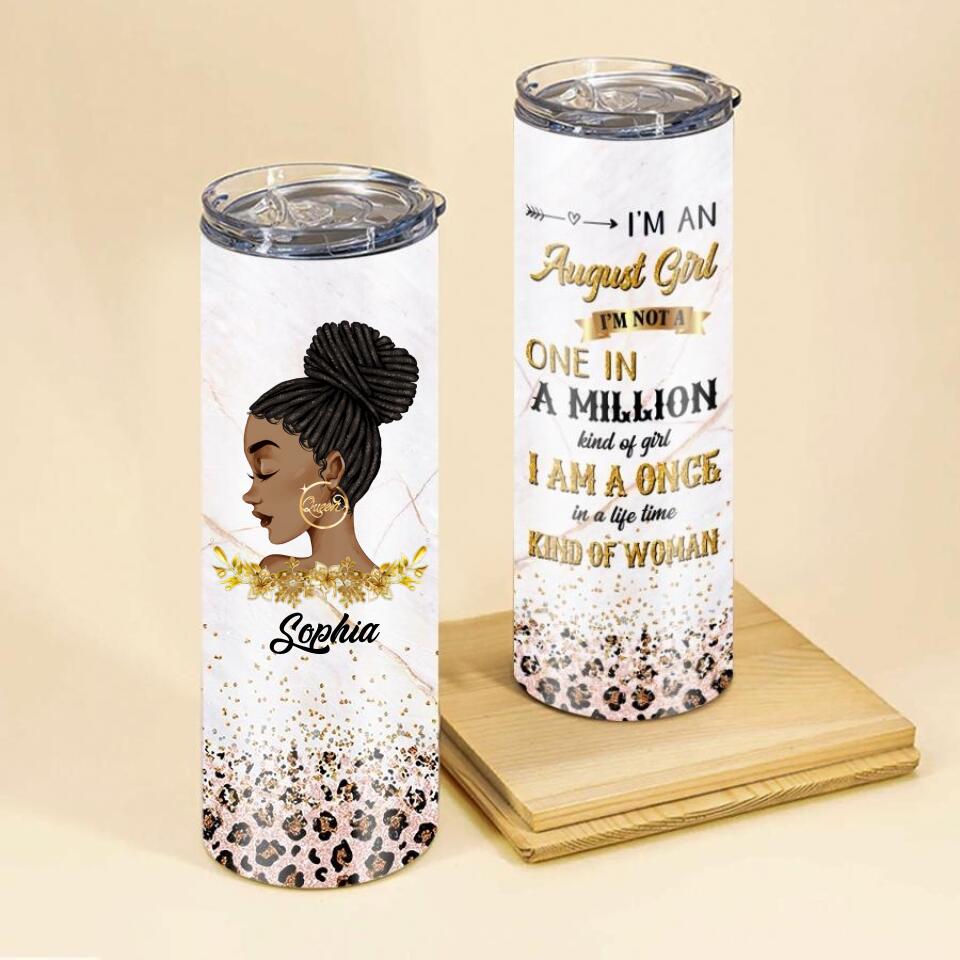 Personalized Skinny Tumbler - August Birthday Tumbler, Personalized August Birthday Gifts