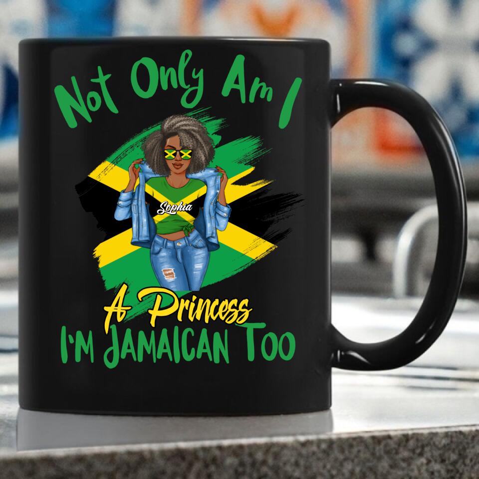 Jamaica Girl Queen Shirt Jamaincan Queen African American Afro Woman Jamaica Flag Gift Not Only Am I A Princess I'm Jamaican Too T-Shirt