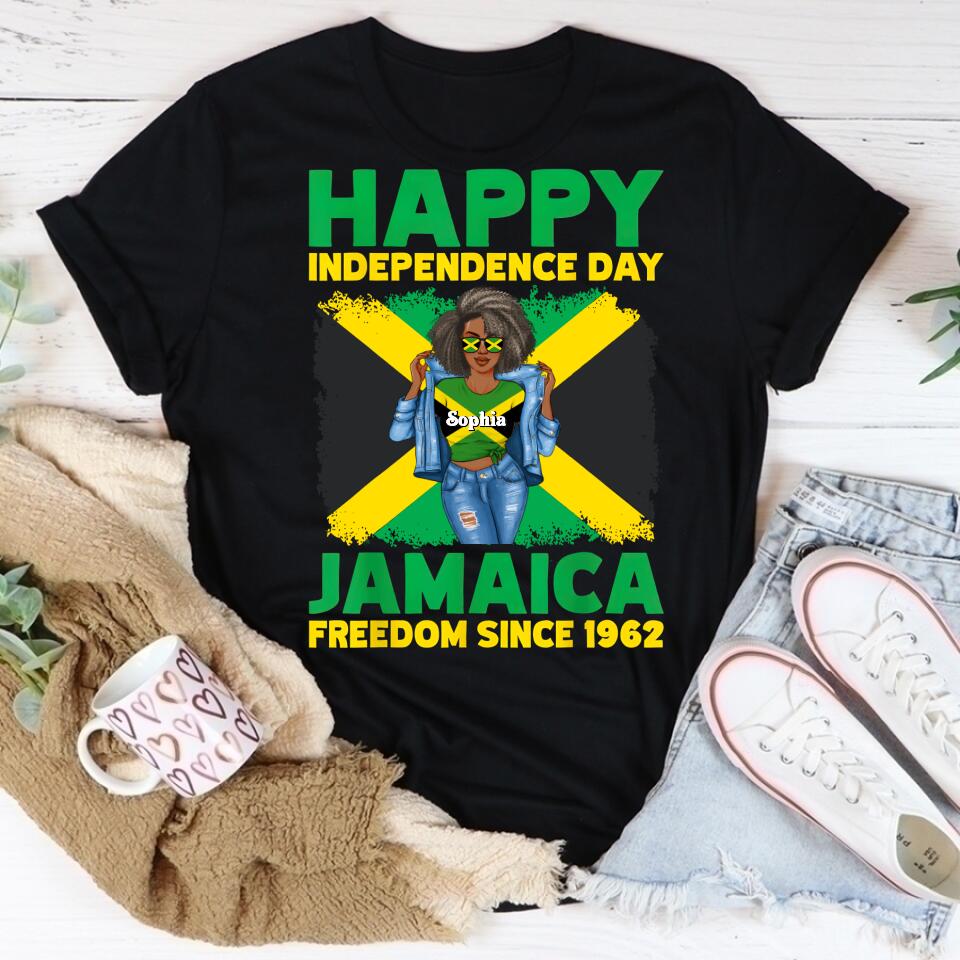 Jamaica Girl Queen Shirt Jamaincan Queen African American Afro Woman Jamaica Flag Gift Happy Independence Day 2022 Jamaica Proud Jamaican T-Shirt
